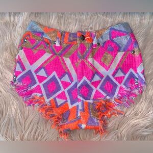 Chaser brand Vibrant Aztec Geometric Women short Shorts